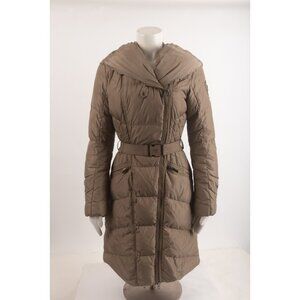 ADD Womens Puffer Coat Jacket Goose Down IT 42 US 4 Taupe Brown Hooded belted